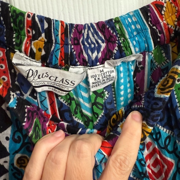 VTG Plus Class India Cotton Tiered Boho Maxi Skirt M Colorful Patchwork Floral - Picture 5 of 7